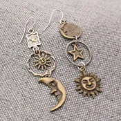 Celestial Dream Linear Sun Moon Earrings