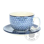 12oz Cup & Saucer Set - Blue Waves