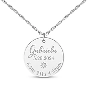 Baby Stats Disc Diamond Accent Necklace 14K White Gold 18"