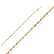 10kt Solid 2mm Diamond Cut Rope Chain - 22"- 7.2g