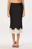 Black Shantel Lace Trim Midi Skirt