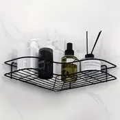 1pc Wall Mounted Bathroom Shelf, Shower Caddy Rack, No Punching Triangle Storage Rack For Bathroom Kitchen, Bathroom Accessories