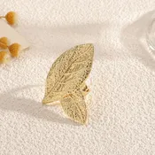 Ladies' bangle with artistic leaf design Hapa Style