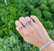 Antique Vintage Band Ring with Blue Stone