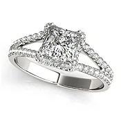 1.40 Carat Princess Halo and Square Cushion Engagement Ring