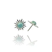 10mm larimar sterling silver sun studs earrings