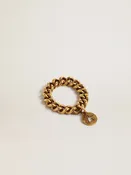 Altgoldfarbener Ring mit flexiblen Kettengliedern