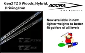 Accra Gen2 Tour Z FIVE Wood, Fairway and Hybrids Shafts  Includes Adaptor Tip &amp; Pure®d (Hybrids, Driving Iron Excluded)