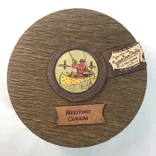 1951 Westport Canada Souvenir Sewing Box Cabin Green Plastic Photo Vtg Frame