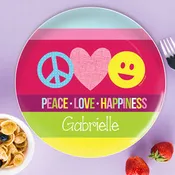 Peace & Love Signs Personalized Kids Plates