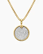 Pendentif disque DY Elements® en or jaune 18 carats avec diamants, 24 mm