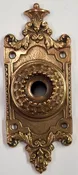 Antique 1905 Corbin Ornate Cast Bronze Door Bell Cover in the Louvre Pattern