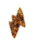 Lightning Bolt Appliqué - Gold Sequins/Beads 2.25" x 1.25"