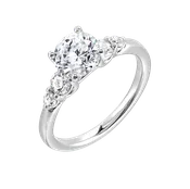 14k White Gold Engagement Ring With Round Diamond Accents