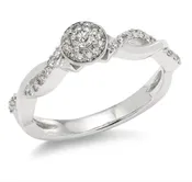 10KT White Gold 1/4CT(52) Diamond Cluster Halo Engagement Ring