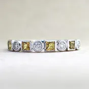 Asha Diamond & Yellow Princess Cut Sapphire Wedding Band