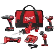 Milwaukee M18 5 Tool Combo Kit Charger and Tool Bag