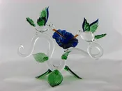 Double Hummingbird on Cobalt Flower — Lawrence Family Glass Blowers
