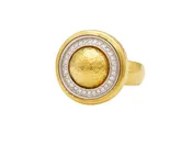 GURHAN Amulet Gold Diamond Pave Cocktail Ring, 20mm Round