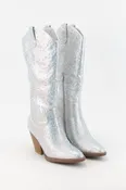 Silver Rhinestone Mid Calf Glam Western Boots