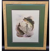 1991 Largemouth Bass Lithograph by Howard Fain Framed w/ COA 25x29 Vintage - Rare