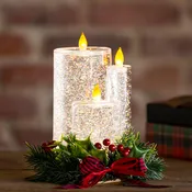 8" LED Spinning Water Candle with Artificial and Bow