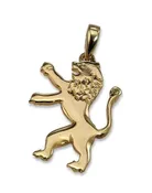 14K Gold Small Petite Rising Lion Pendant