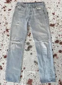Vintage Levi 501 Red Tab Premium Wash Patched Denim Jeans w/ Feathers (JYJ0526-510)
