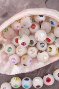 10mm Rhinestone Matte Moonglow Round Italian Poly Resin Bead, 1 piece