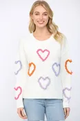 3D Braided Heart Applique Detail Crew Neck Sweater