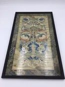 Antique Chinese Silk Embroidered Panel Peaches and Goldfish