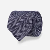 Affinato Herringbone Denim Blue Tie
