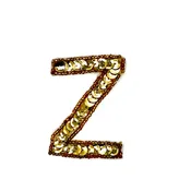 2.5” Letter Z Appliqué - Gold Sequins/Beads