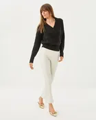 28" Liza Shimmer Crop Flare Jean - Coconut Metallic