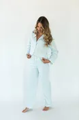 Blue Gingham Flannel Pajama Set