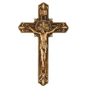 12.5″ H Saint Benedict Antique Gold Fleur-De-Lis Wall Crucifix