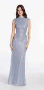 Crinkle Knit Cap Sleeve Column Dress