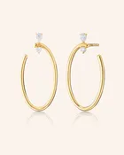 18K Gold Large Oval "Galaxy Wrap Hoop" Earrings with Diamonds