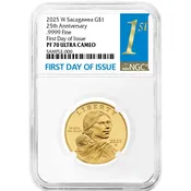 2025 Sacagawea 25th Anniversary Gold Dollar – 1/2 oz .9999 Fine Gold Proof Coin PF70 NGC | First Day of Issue | West Point Mint