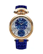 19Thirty | 42mm, 18K Rose Gold, Leather, NO Bezel Bezel, Blue Dial