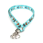 Aqua Pit Bull Dog Print Lanyard