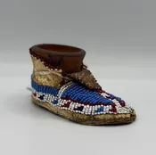 Unusual Sioux Fully Beaded Moccasin  with Pueblo Pottery Boot Liner circa early 20th century — Kimosabé Vintage Southwest - Taos -
