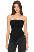 Ruched Ruffle Tube Top