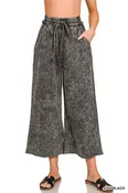Ash Black Washed French Terry Flare Zenana Pants 8/4/26 1342