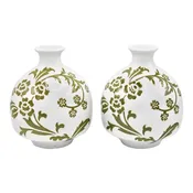 1970s Vintage Green and White Ceramic Flower Vases — Heirloom House Antiques