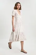 Cotton Linen Cornelli Embroidery Open Back Woven Midi Dress