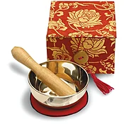 Handmade 3" Meditation Singing Bowl, Red Lotus