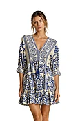 The Aida Tie Front Border Printed Mini Dress