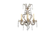 Beaded Crystal And Gilt Iron Genoese Style Three Light Sconce