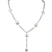 Coin Pearl Pendant Tin Cup Necklace | AAA Natural White Freshwater Cultured